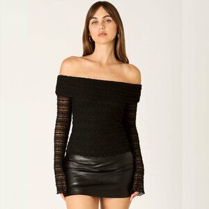 GOOD TASTE BLACK OFF SHOULDER LONG SLEEVE TOP